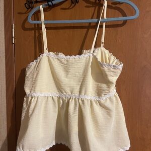 Fashion Nova Light Yellow Camisole with White Accents